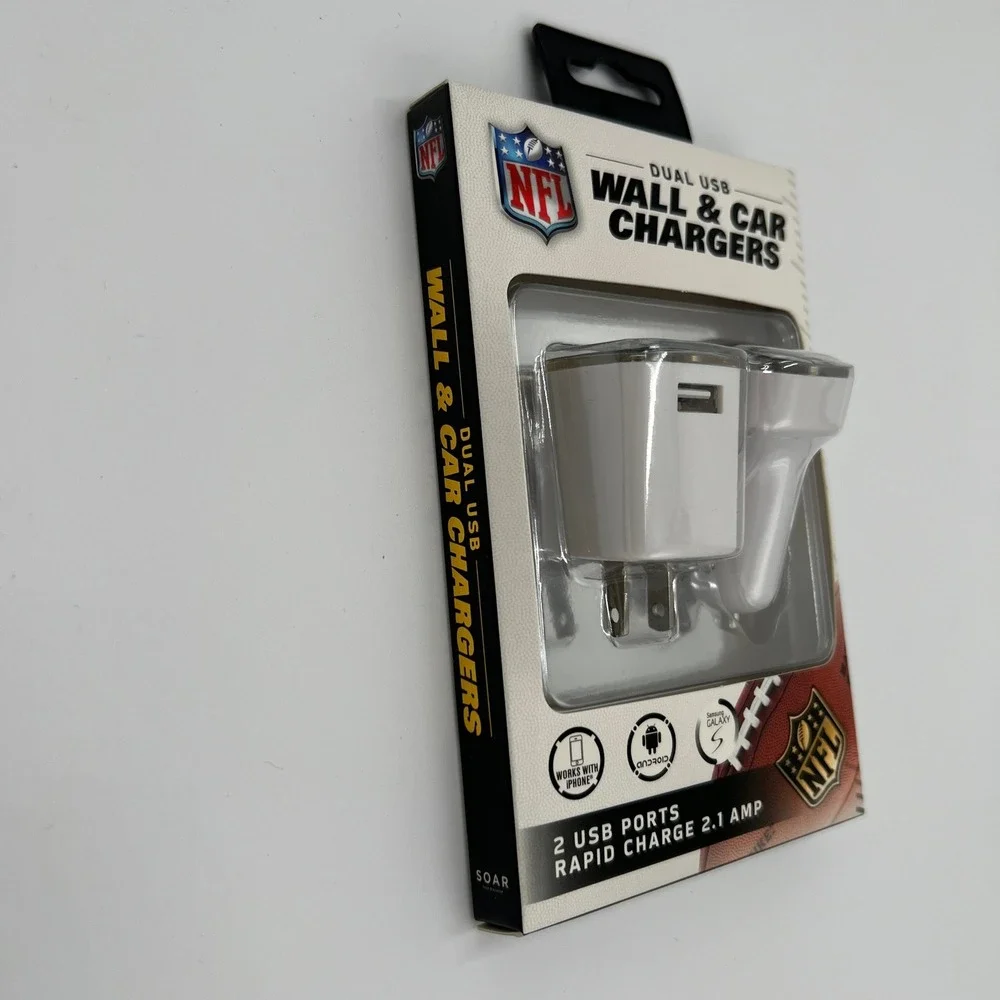 NFL Philadelphia Eagles Dual USB Wall and Car Charger Set SOAR 2.1A Rapid Charge